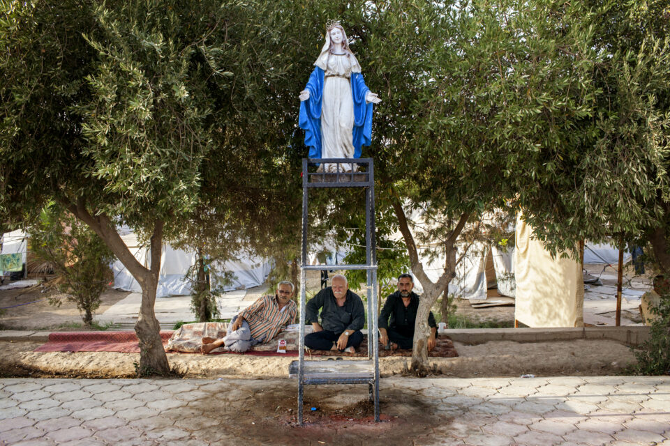 Christian Iraqis seeking refuge in the Kurdish city of Erbil after being driven from their homes by Isil